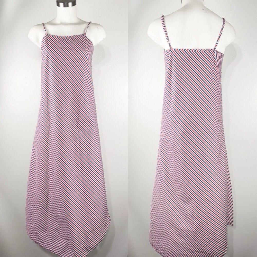 Sleepy Jones Striped Sleep Lounge Dress Navy White Red Preppy American Cotton